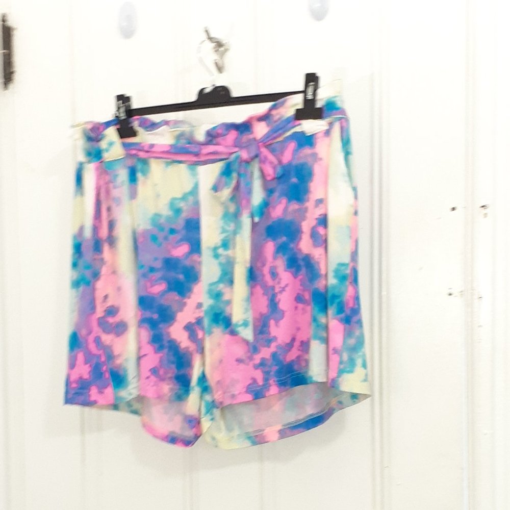 Pink / Blue Multicolored Tie Dye Shorts